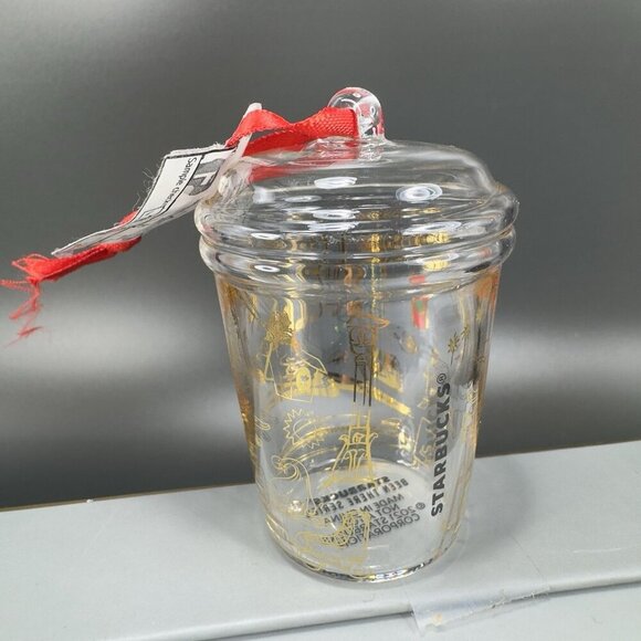 Starbucks Been There Series Glass Holiday Ornament Los Angeles Clear Gold Letter - Picture 8 of 12